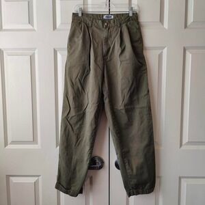 Vintage Y2K Old Navy Green Kahki Trouser Pants Balloon Tapered Skate Cuffs 31x32